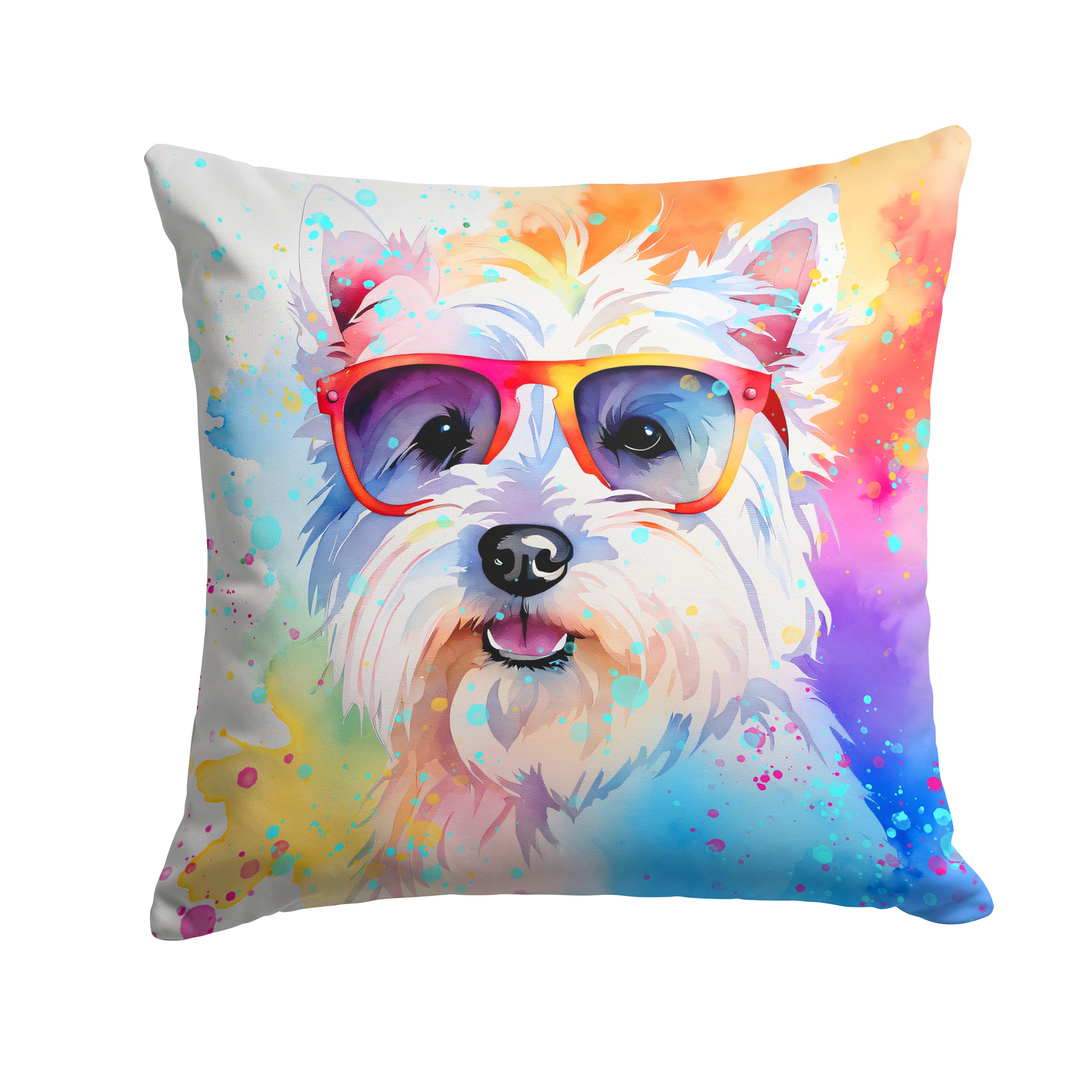 Westie Hippie Dawg Fabric Decorative Pillow For Cheap