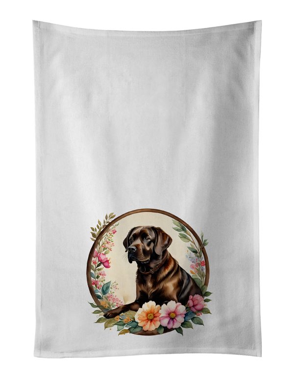 Chocolate Labrador Retriever and Flowers Kitchen Towel Set of 2 Online Sale