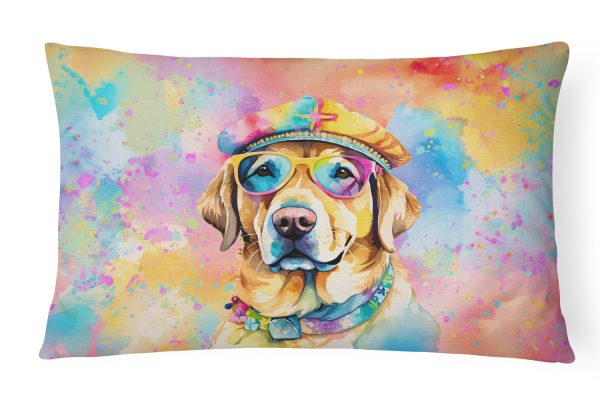 Yellow Labrador Hippie Dawg Fabric Decorative Pillow Online