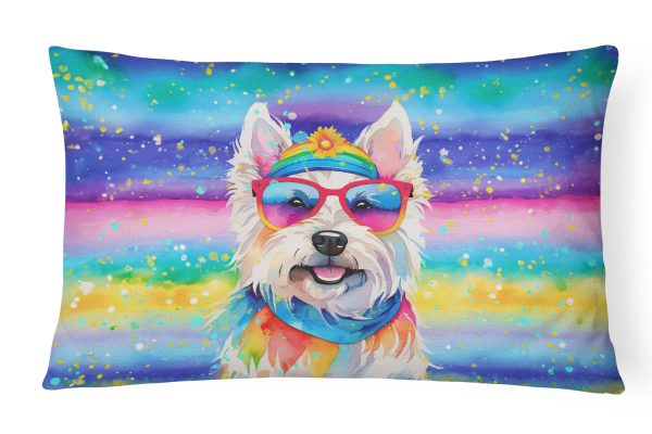 Westie Hippie Dawg Fabric Decorative Pillow Online Sale