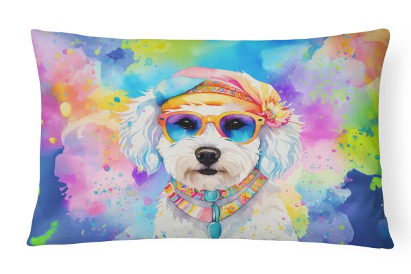 Bichon Frise Hippie Dawg Fabric Decorative Pillow Discount