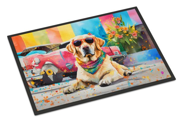 Yellow Labrador Hippie Dawg Indoor or Outdoor Mat 24x36 on Sale