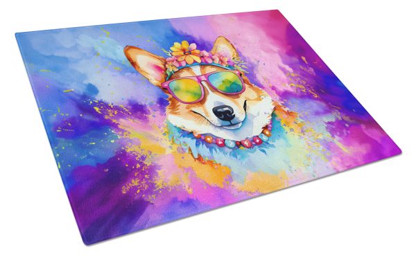 Corgi Hippie Dawg Glass Cutting Board Large Discount