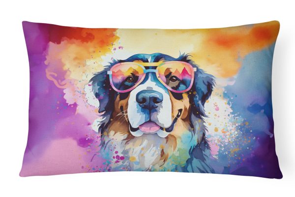Bernese Mountain Dog Hippie Dawg Fabric Decorative Pillow Cheap