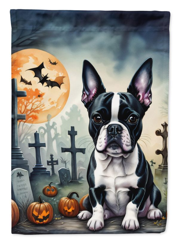 Boston Terrier Spooky Halloween House Flag on Sale