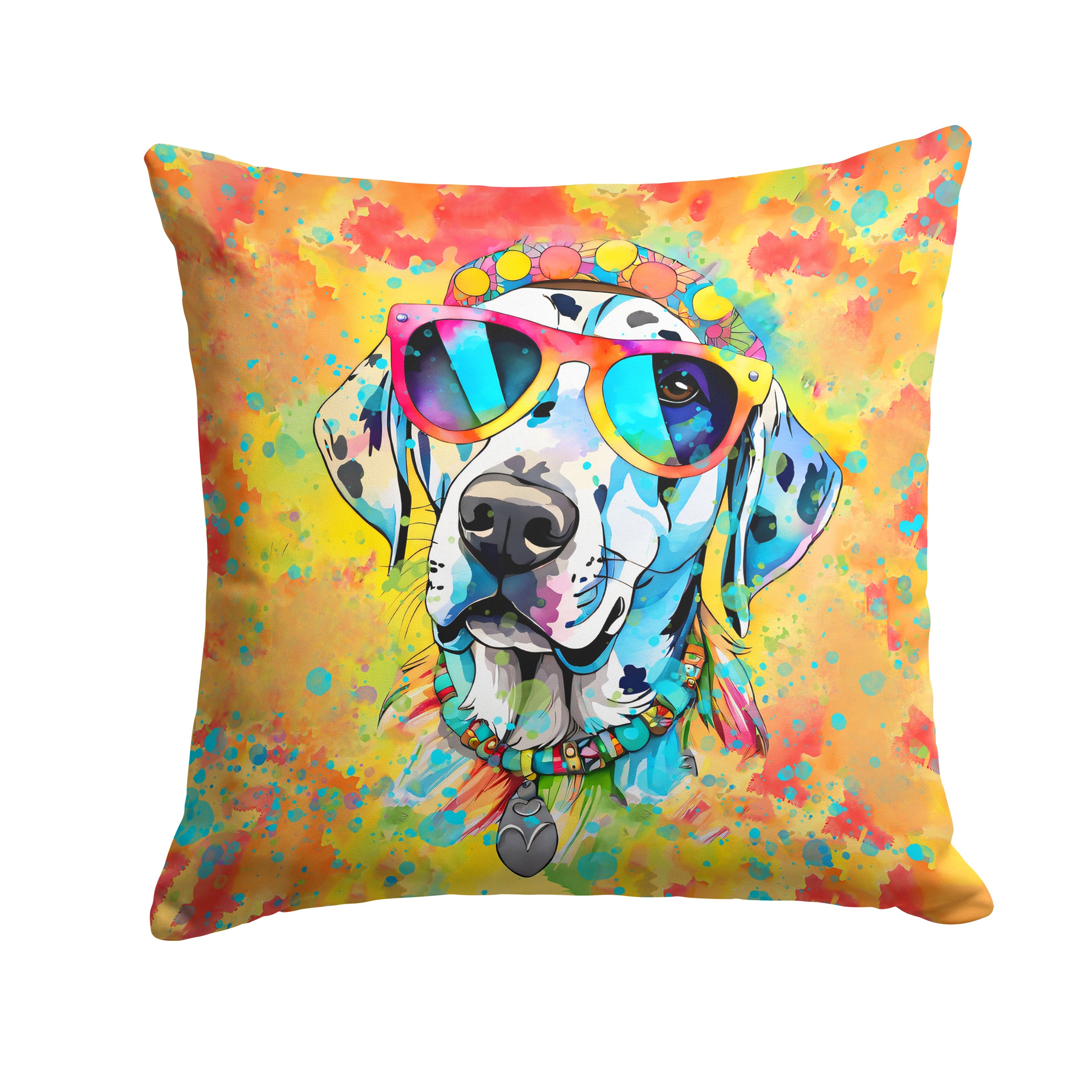 Dalmatian Hippie Dawg Fabric Decorative Pillow Online now
