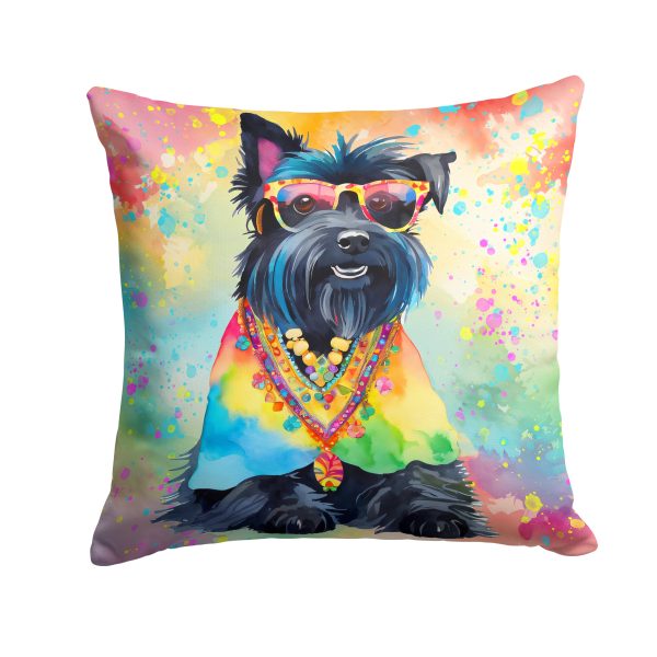 Scottish Terrier Hippie Dawg Fabric Decorative Pillow Discount