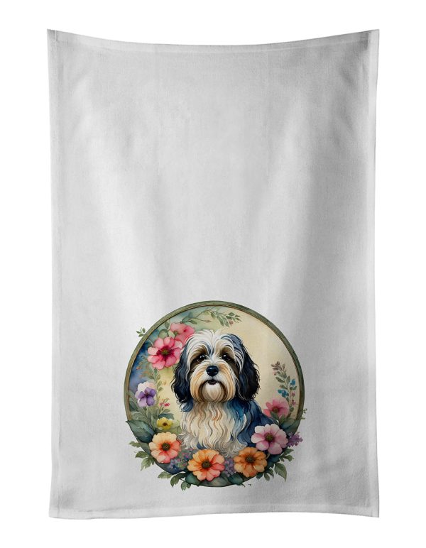 Havanese and Flowers Kitchen Towel Set of 2 Supply
