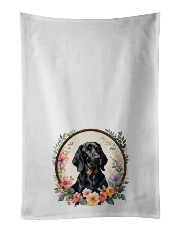 Black and Tan Coonhound and Flowers Kitchen Towel Set of 2 Online Hot Sale