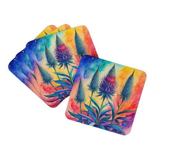 Colorful Eryngium Foam Coaster Set of 4 Cheap