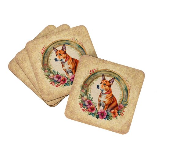 Basenji and Flowers Foam Coasters Online Sale