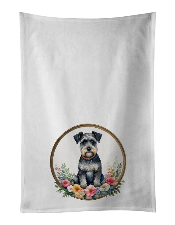 Schnauzer and Flowers Kitchen Towel Set of 2 Discount
