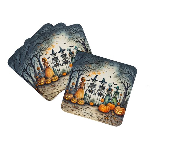 Calacas Skeletons Spooky Halloween Foam Coaster Set of 4 on Sale