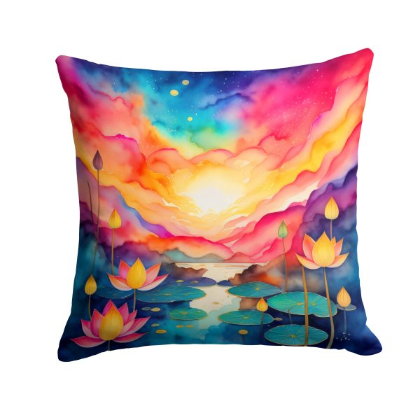 Colorful Lotus Fabric Decorative Pillow For Sale