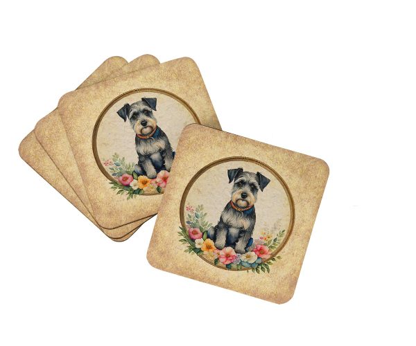 Schnauzer and Flowers Foam Coasters Online