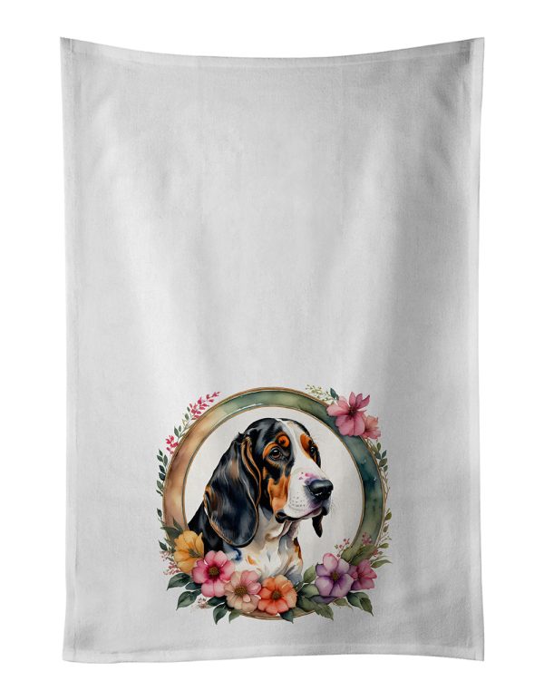 Basset Hound and Flowers Kitchen Towel Set of 2 Online now