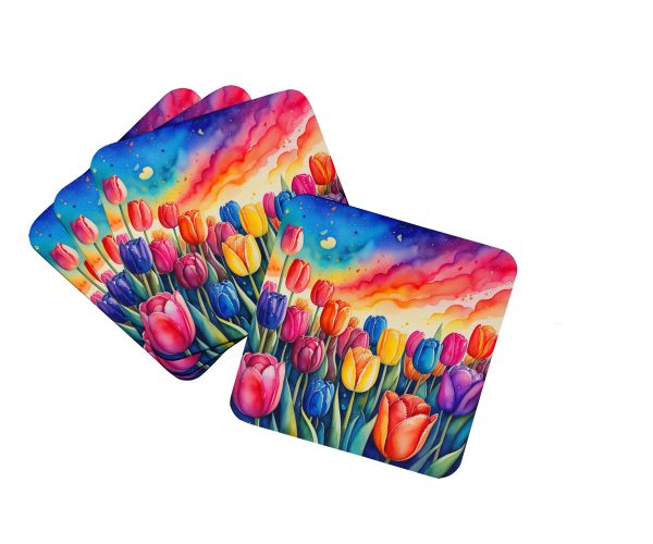 Colorful Tulips Foam Coaster Set of 4 Sale