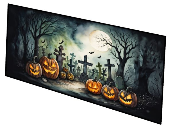 Graveyard Spooky Halloween Indoor   Outdoor Runner Mat 28x58 Online now