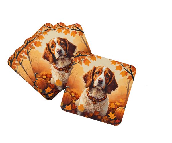 Brittany Spaniel Fall Foam Coaster Set of 4 Discount