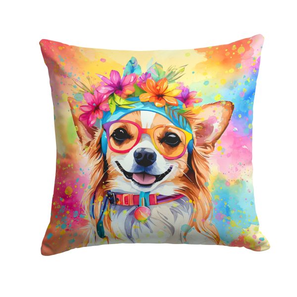 Chihuahua Hippie Dawg Fabric Decorative Pillow Sale