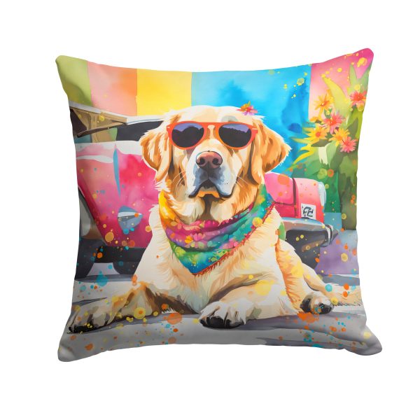 Yellow Labrador Hippie Dawg Fabric Decorative Pillow Sale