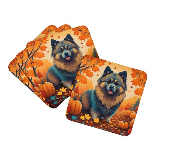 Keeshond Fall Foam Coaster Set of 4 Sale