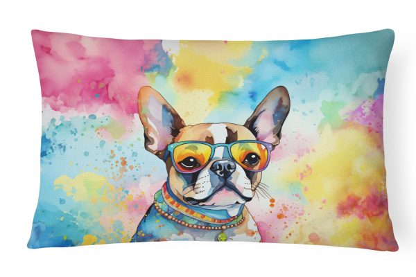 Boston Terrier Hippie Dawg Fabric Decorative Pillow Fashion