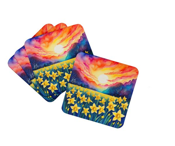 Colorful Daffodils Foam Coaster Set of 4 Online now