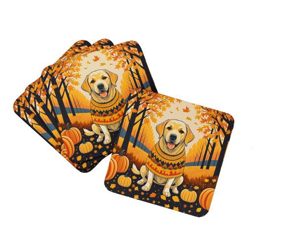 Yellow Labrador Retriever Fall Foam Coaster Set of 4 Online now