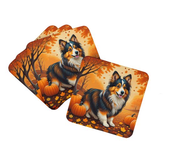 Sheltie Fall Foam Coaster Set of 4 For Sale