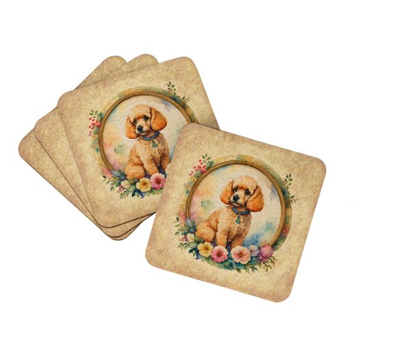 Poodle and Flowers Foam Coasters Online now