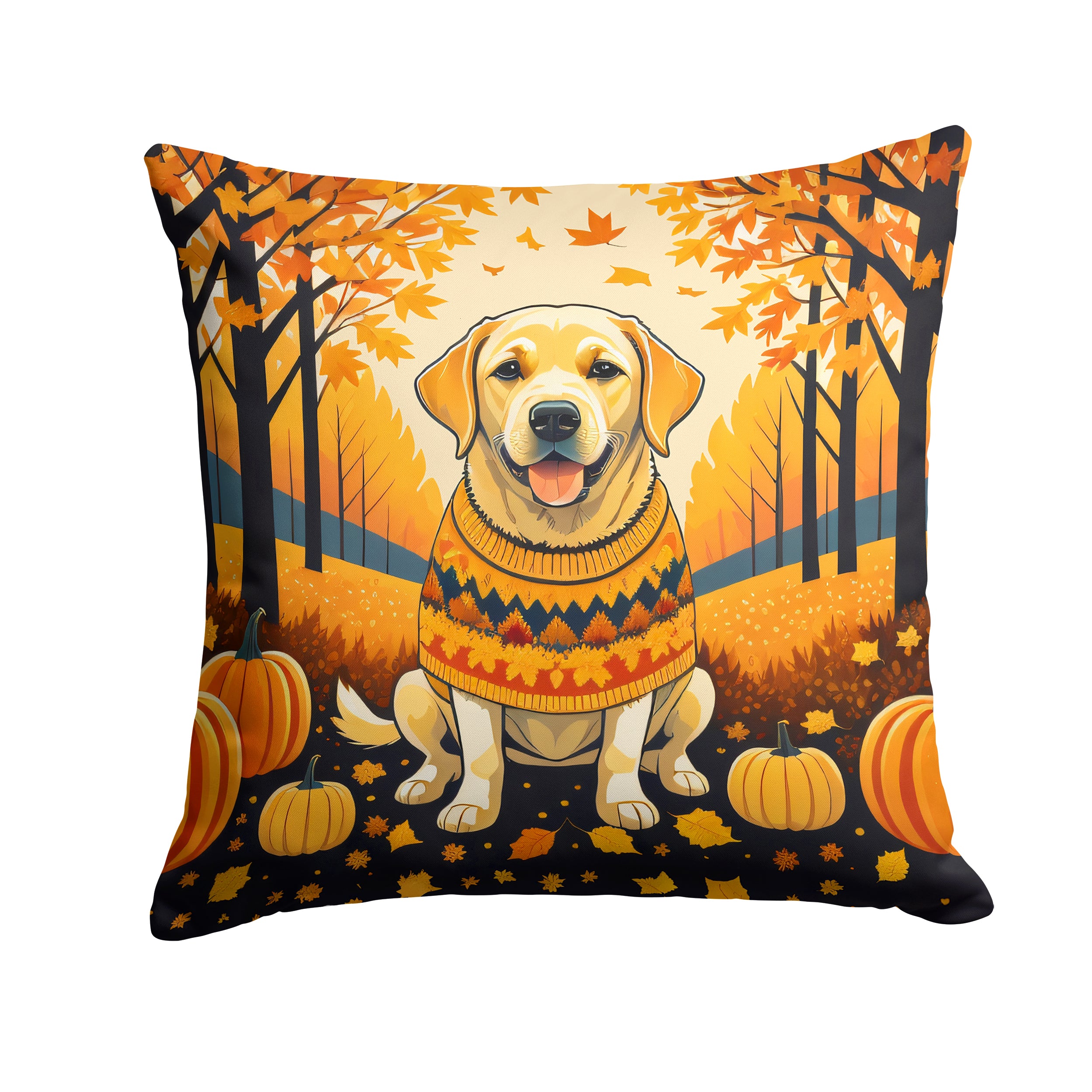 Yellow Labrador Retriever Fall Fabric Decorative Pillow on Sale