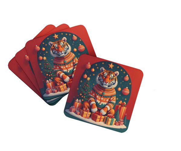 Tiger Christmas Foam Coaster Set of 4 Sale