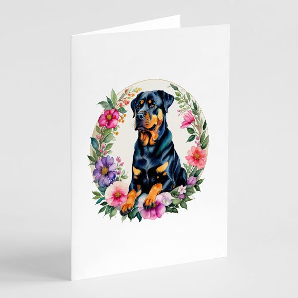 Rottweiler and Flowers Greeting Cards and Envelopes Pack of 8 Online Sale