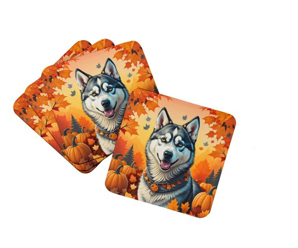 Siberian Husky Fall Foam Coaster Set of 4 Online Hot Sale