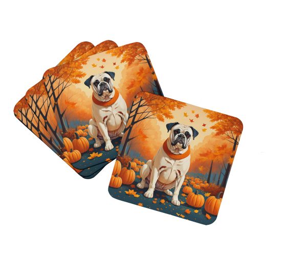 White Boxer Fall Foam Coaster Set of 4 Online now