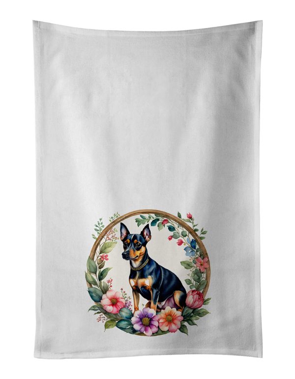Miniature Pinscher and Flowers Kitchen Towel Set of 2 Online