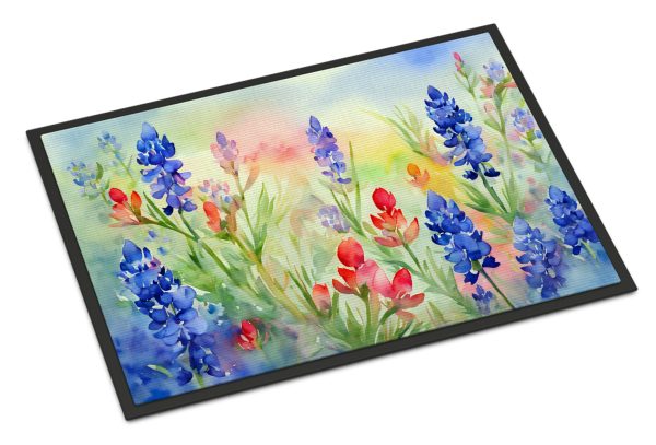 Texas Bluebonnets in Watercolor Doormat 18x27 For Discount