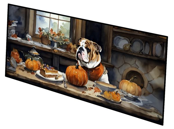 English Bulldog Fall Kitchen Pumpkins Runner Mat 28x58 For Cheap