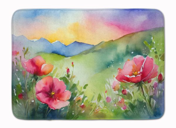 North Dakota Wild Prairie Roses in Watercolor Memory Foam Kitchen Mat Online Hot Sale