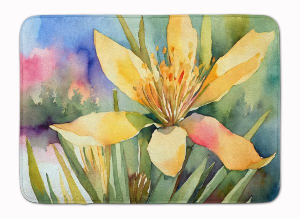 New Mexico Yucca Flower in Watercolor Memory Foam Kitchen Mat For Sale