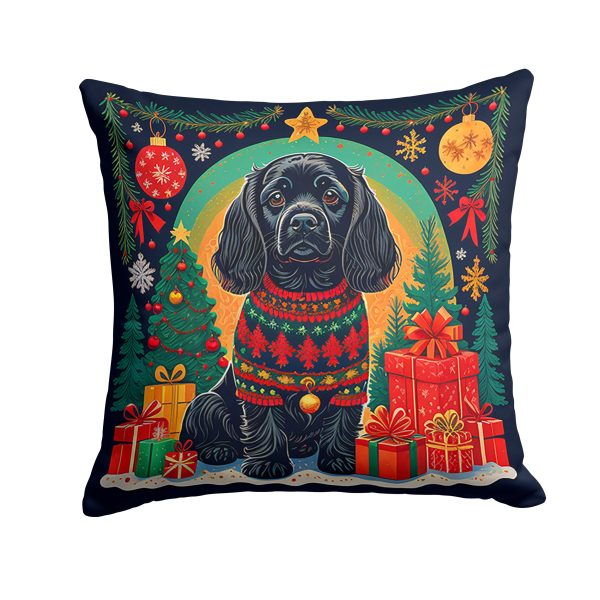 Black Cocker Spaniel Christmas Fabric Decorative Pillow For Discount