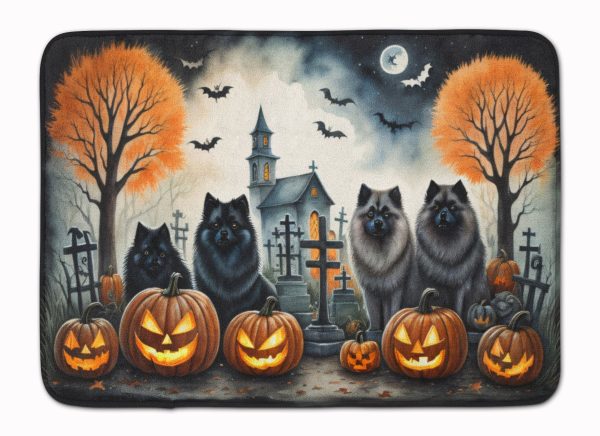 Keeshond Spooky Halloween Memory Foam Kitchen Mat For Cheap