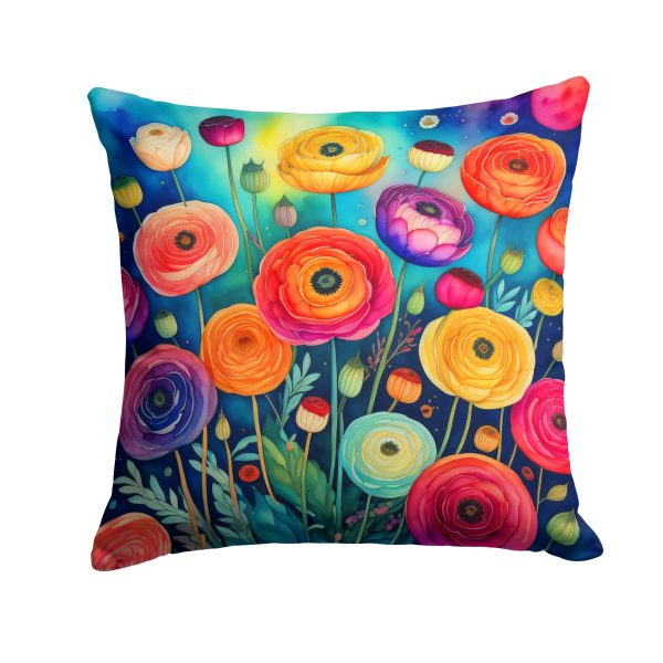 Colorful Ranunculus Fabric Decorative Pillow For Cheap