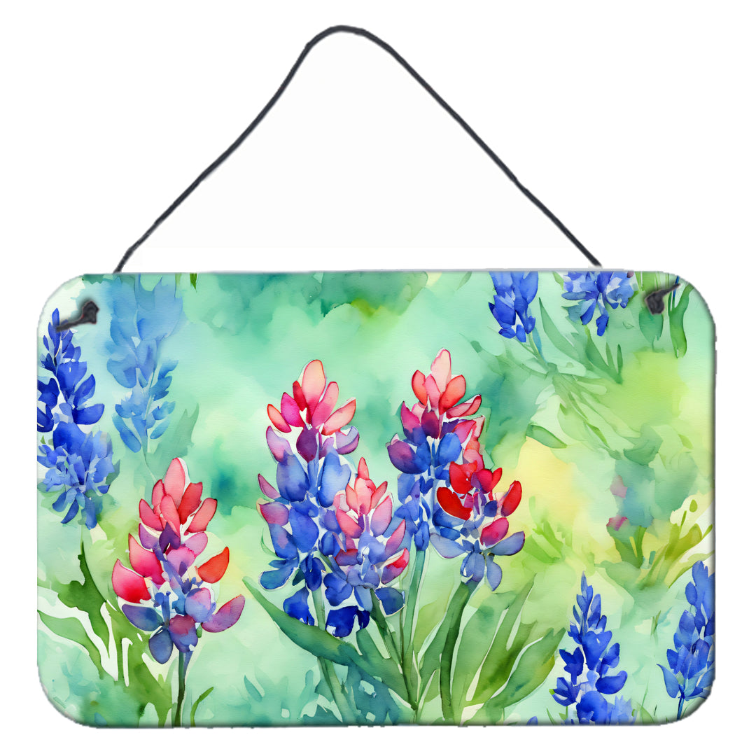 Texas Bluebonnets in Watercolor Wall or Door Hanging Prints For Cheap