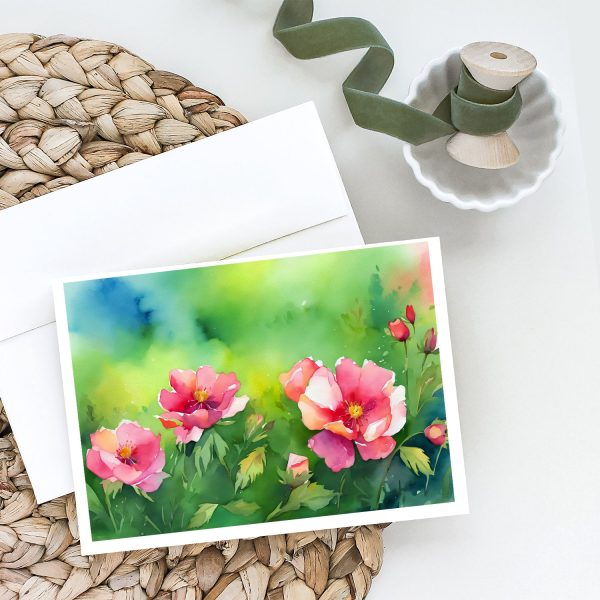 Iowa Wild Prairie Roses in Watercolor Greeting Cards and Envelopes Pack of 8 Online Hot Sale - Image 2