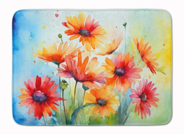 Gerbera Daisies in Watercolor Memory Foam Kitchen Mat Hot on Sale