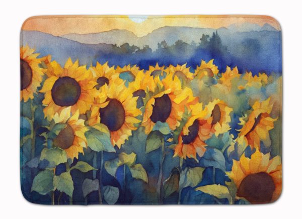 Sunflowers in Watercolor Memory Foam Kitchen Mat For Discount