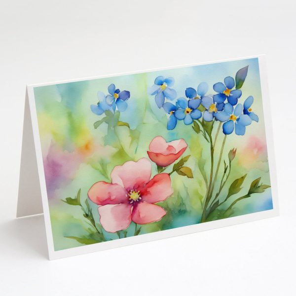 Alaska Forget-me-nots in Watercolor Greeting Cards and Envelopes Pack of 8 Online now