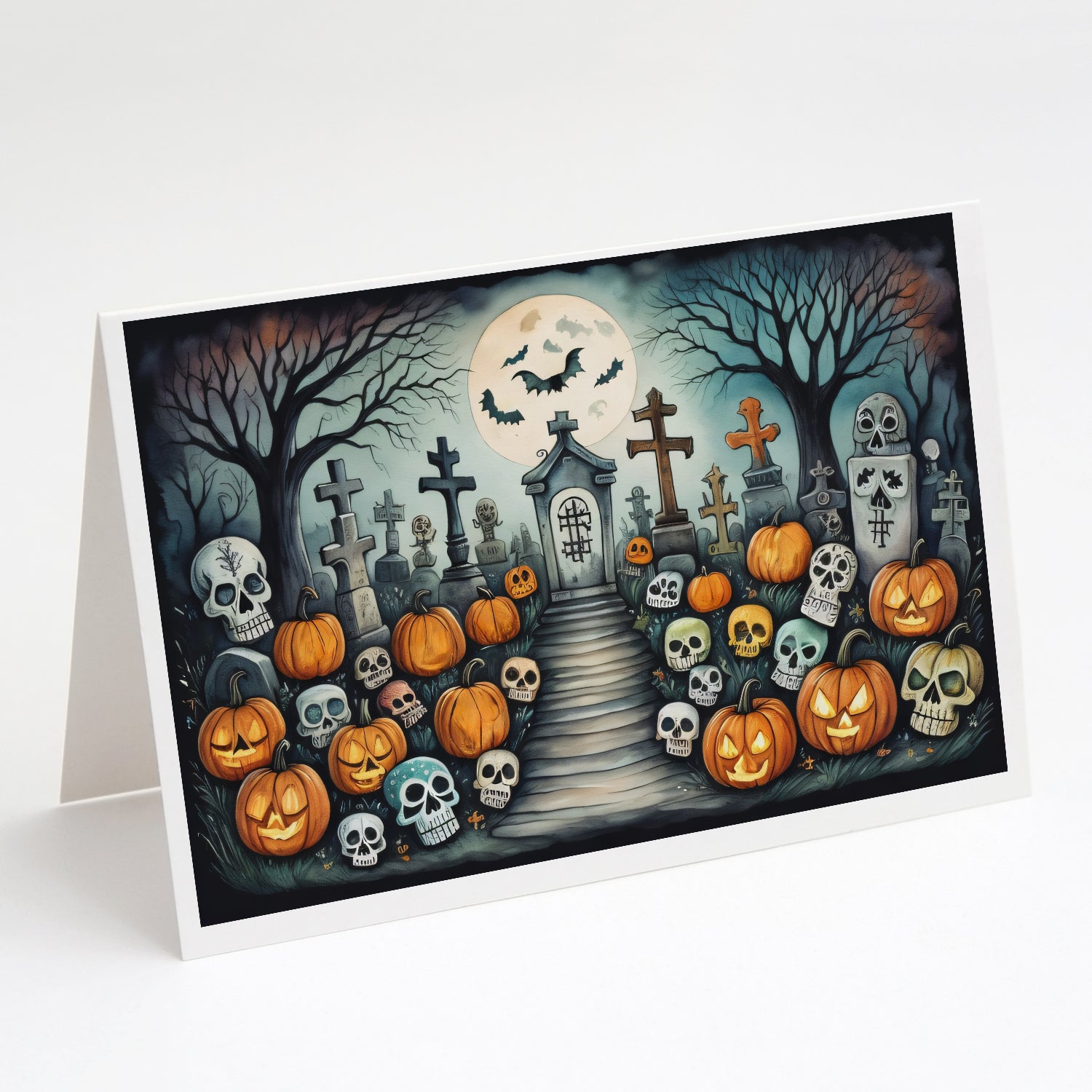 Calaveras Sugar Skulls Spooky Halloween Greeting Cards and Envelopes Pack of 8 For Cheap